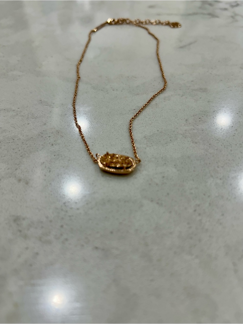 Kendra Scott Rose Gold-tone Oval Druzy Pendant Necklace